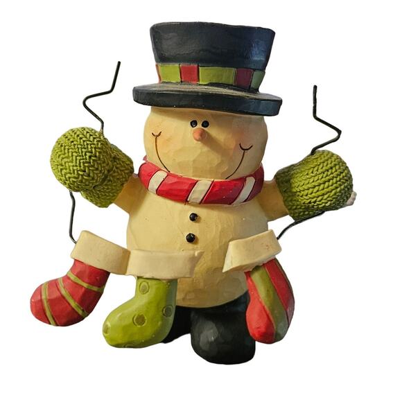 Snowman Holding Stockings Christmas Holliday Decor Small - Picture 1 of 2